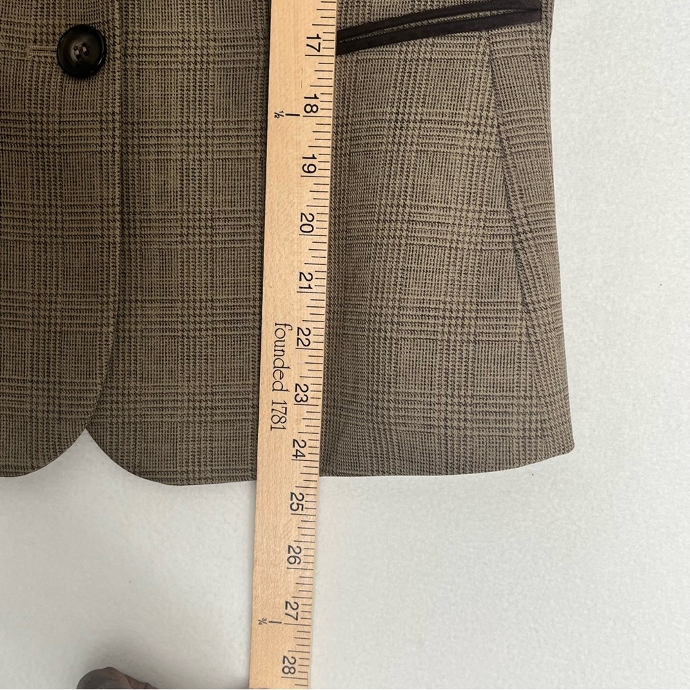 Daniel Cremieux Women's Blazer Plaid Elbow Patch Brown Preppy Tailored Cozy Sz 8 - Picture 13 of 15